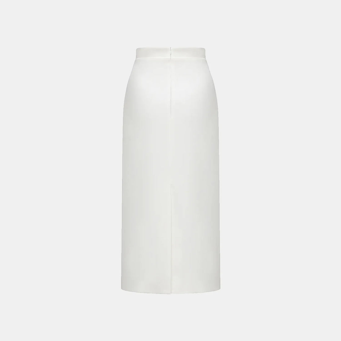 "Speak Sleek." Acetate pencil skirt—White