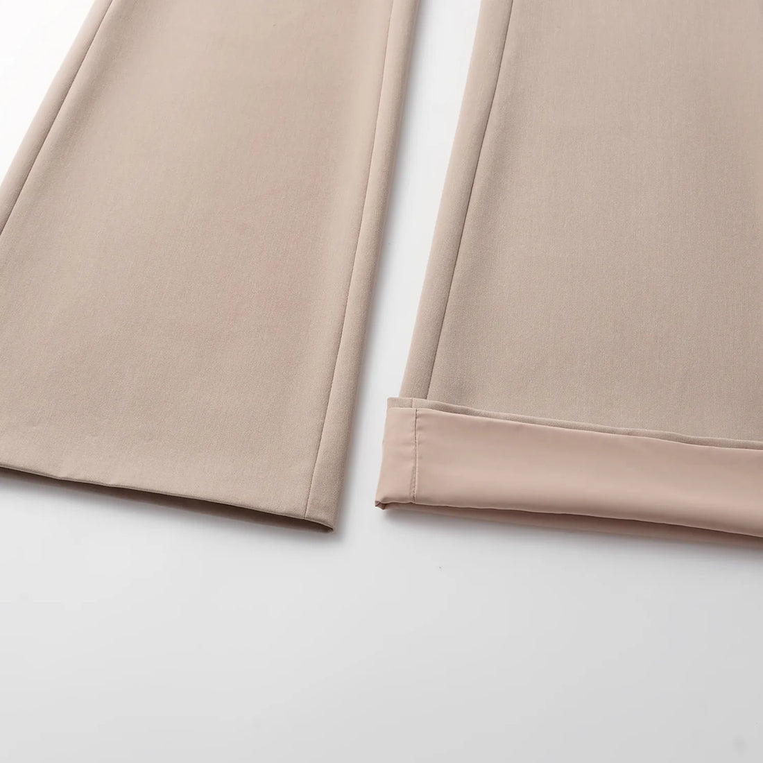 "Speak Sleek." Italian textured fabric flared pants - Taupe