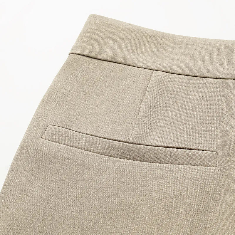 "Autumn Diary" Korean super elastic drape texture fabric beautiful leg filter flared pants - khaki