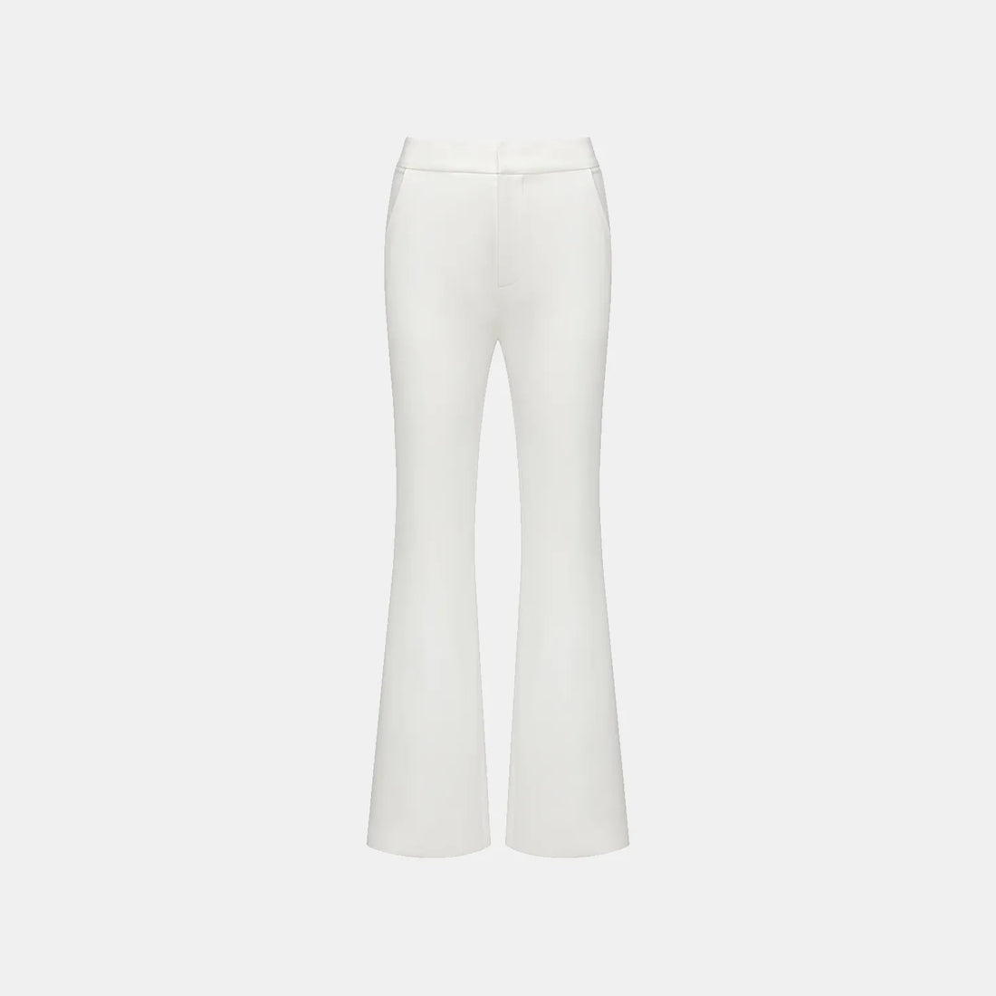 "Speak Sleek." Acetate flared pants—White