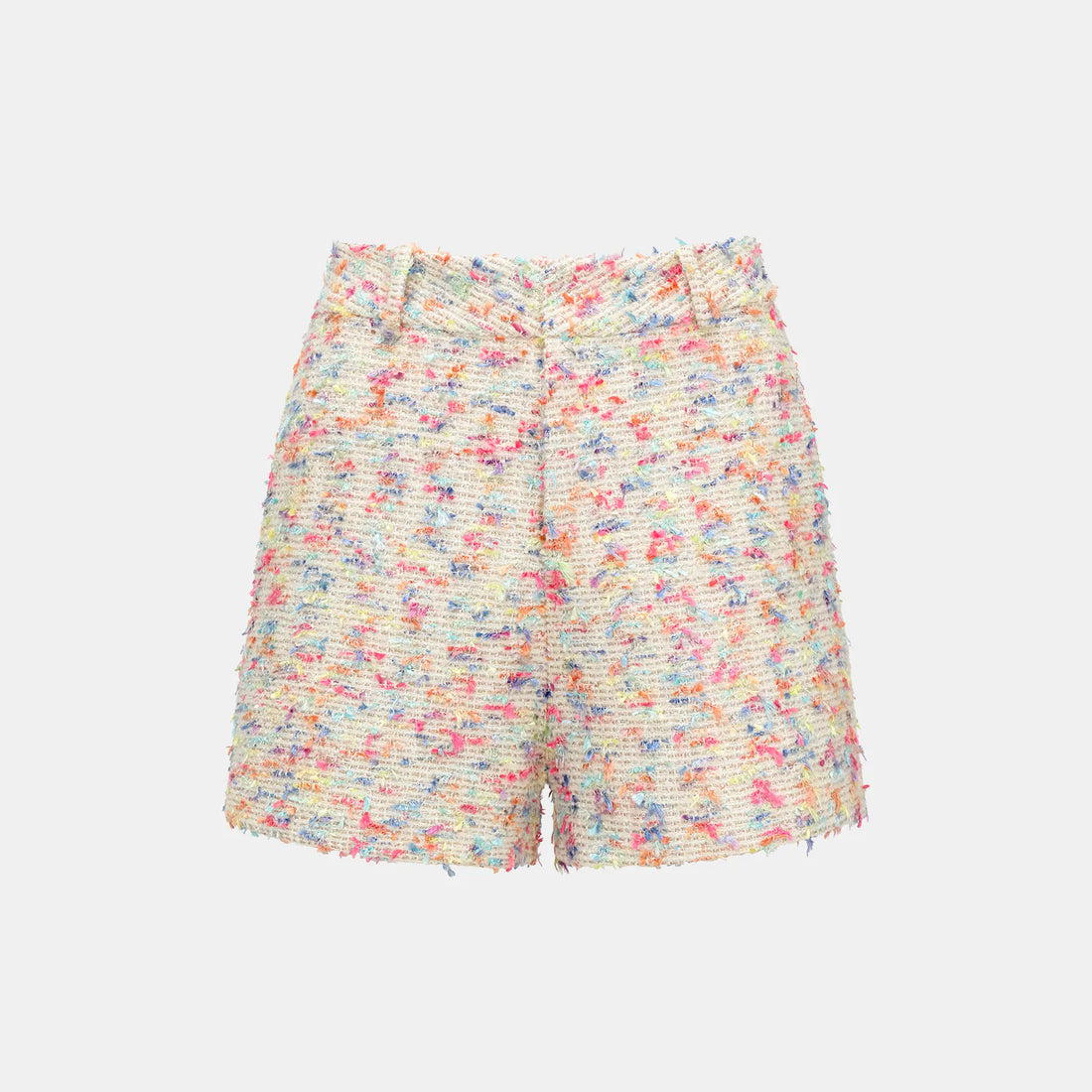 "Tokyo Hours" Tweed Casual Large Lapel Shorts - White and Multicolor