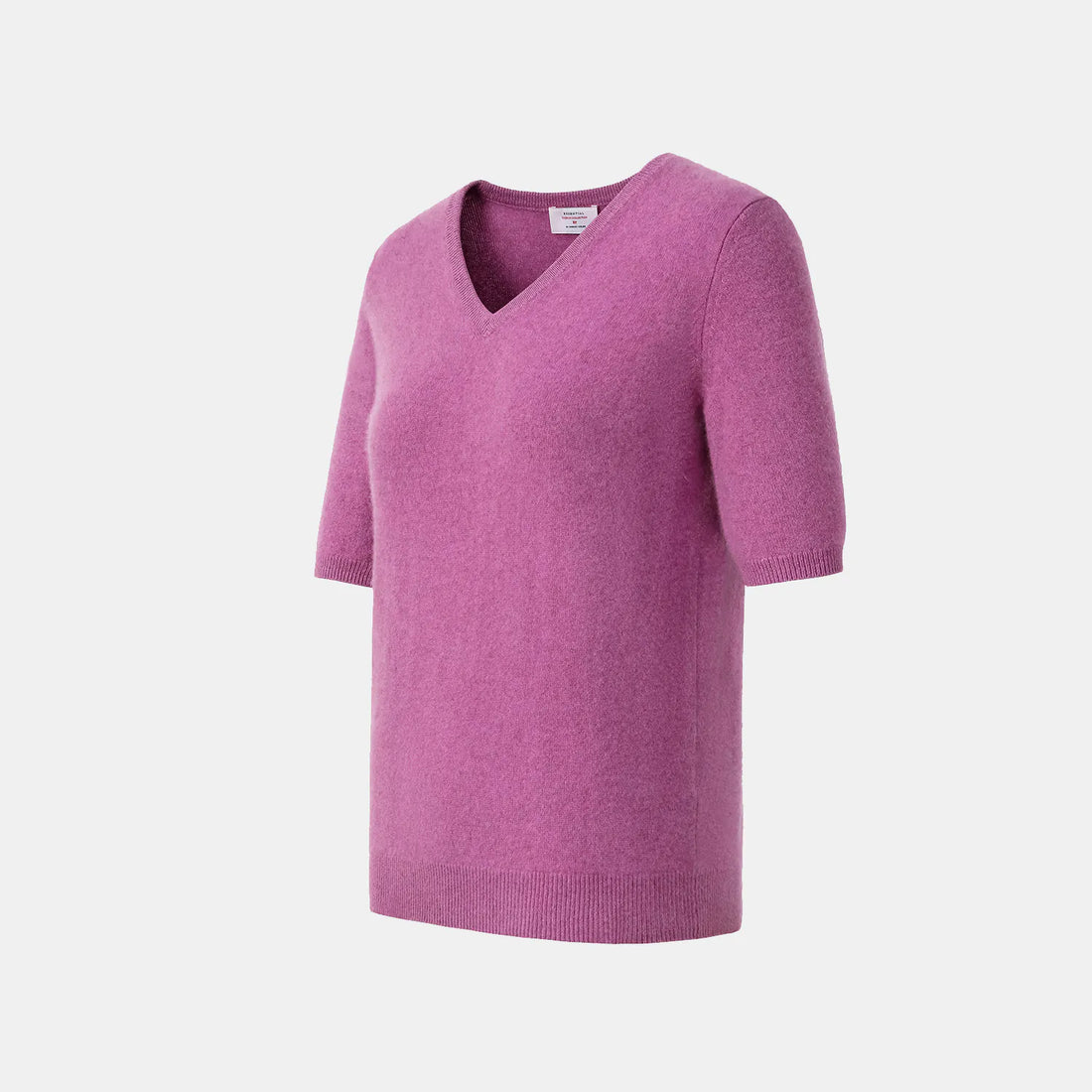 “Cash-In Collection 财“ 100% Baby Cashmere 3/4 Sleeve V-Neck Top (Yarn by Loro Piana) — Rouge Purple