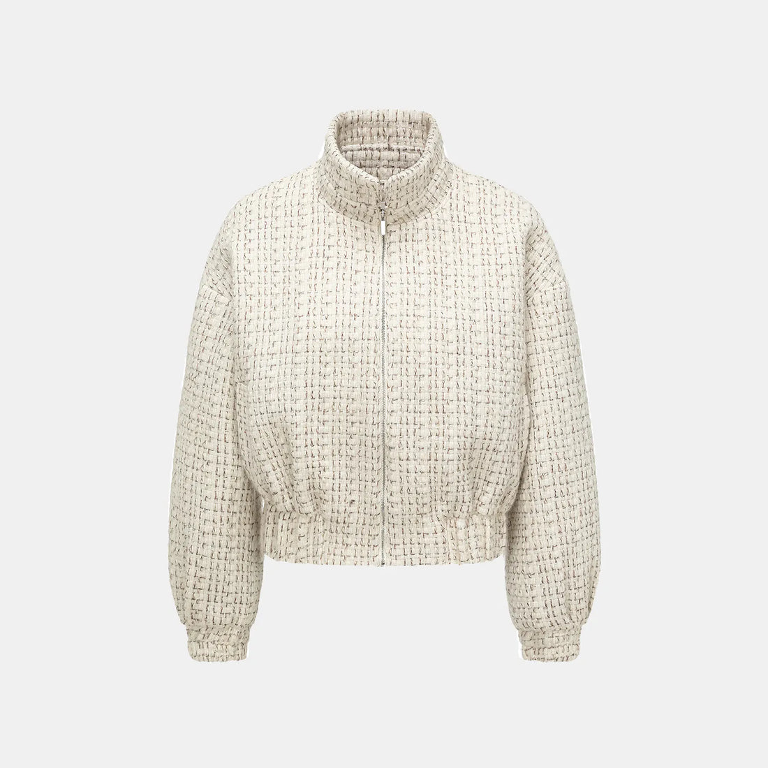 "Afternoon in Los Angeles" Tweed Baseball Jacket - Off-White