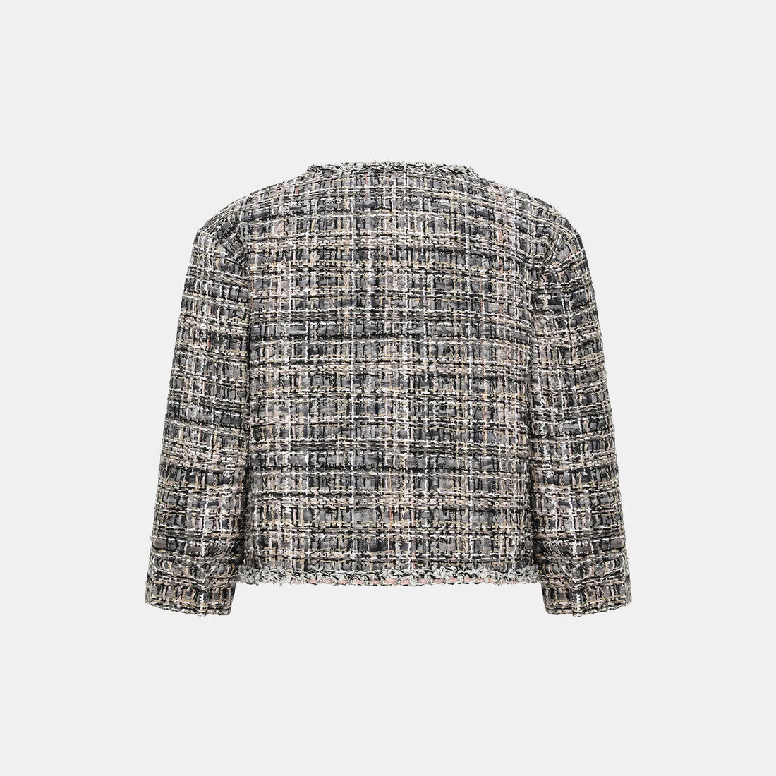 “Knightsbridge citywalk.” Tweed jacket—grey