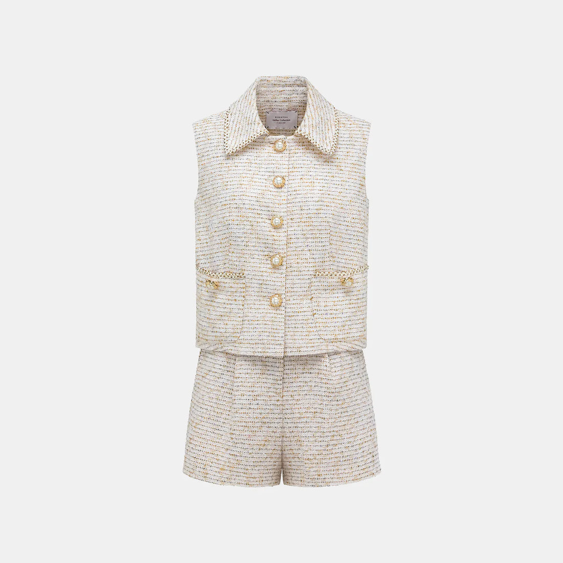 "Chelsea Citywalk." Spanish gold-finish lightweight tweed vest
