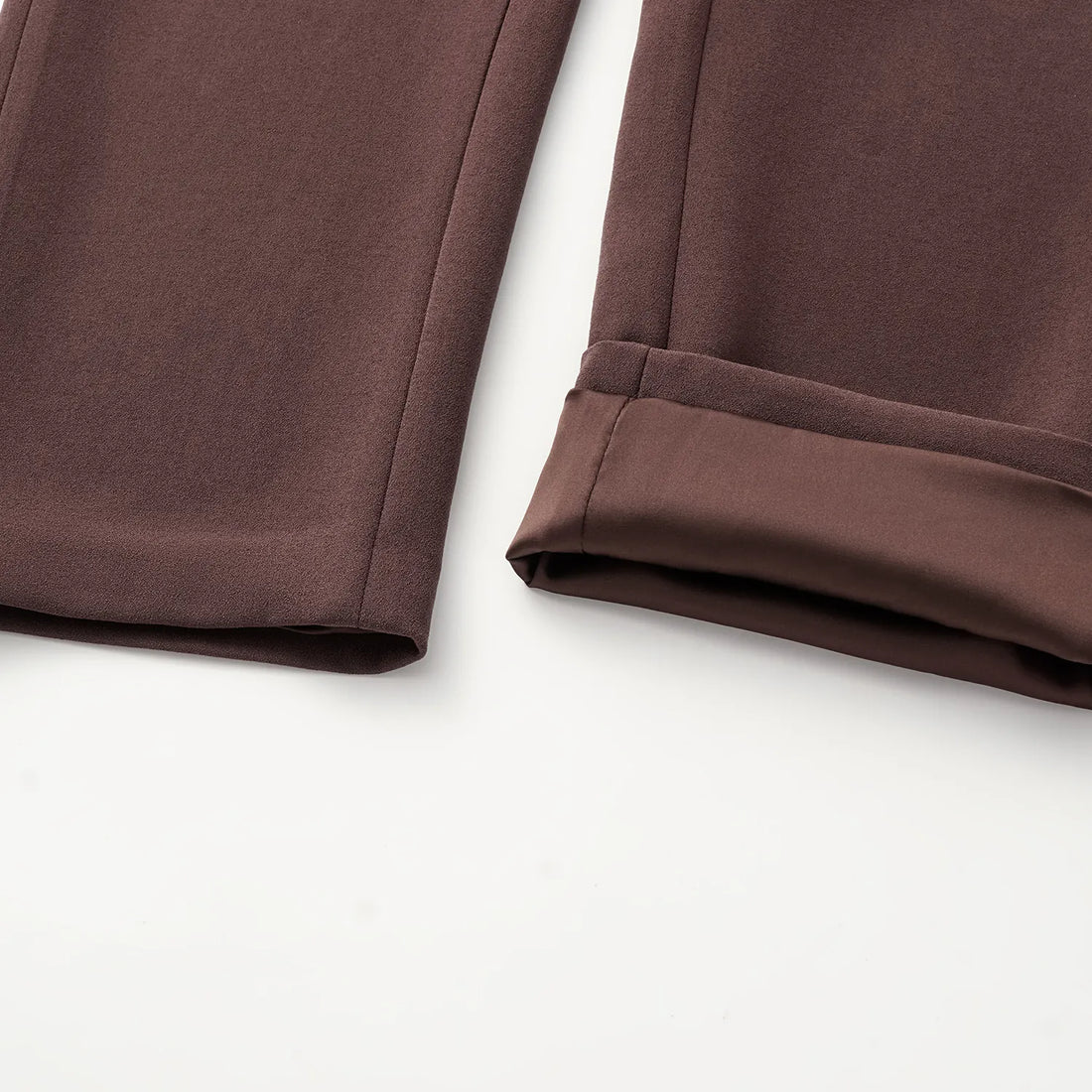 “Speak Sleek.” Anti-wrinkle Acetate Cropped Pants—Suede Brown