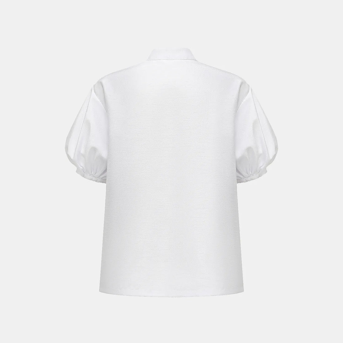 “Sloane Ave glam.” Cutout Shirt — White (matte/satin)