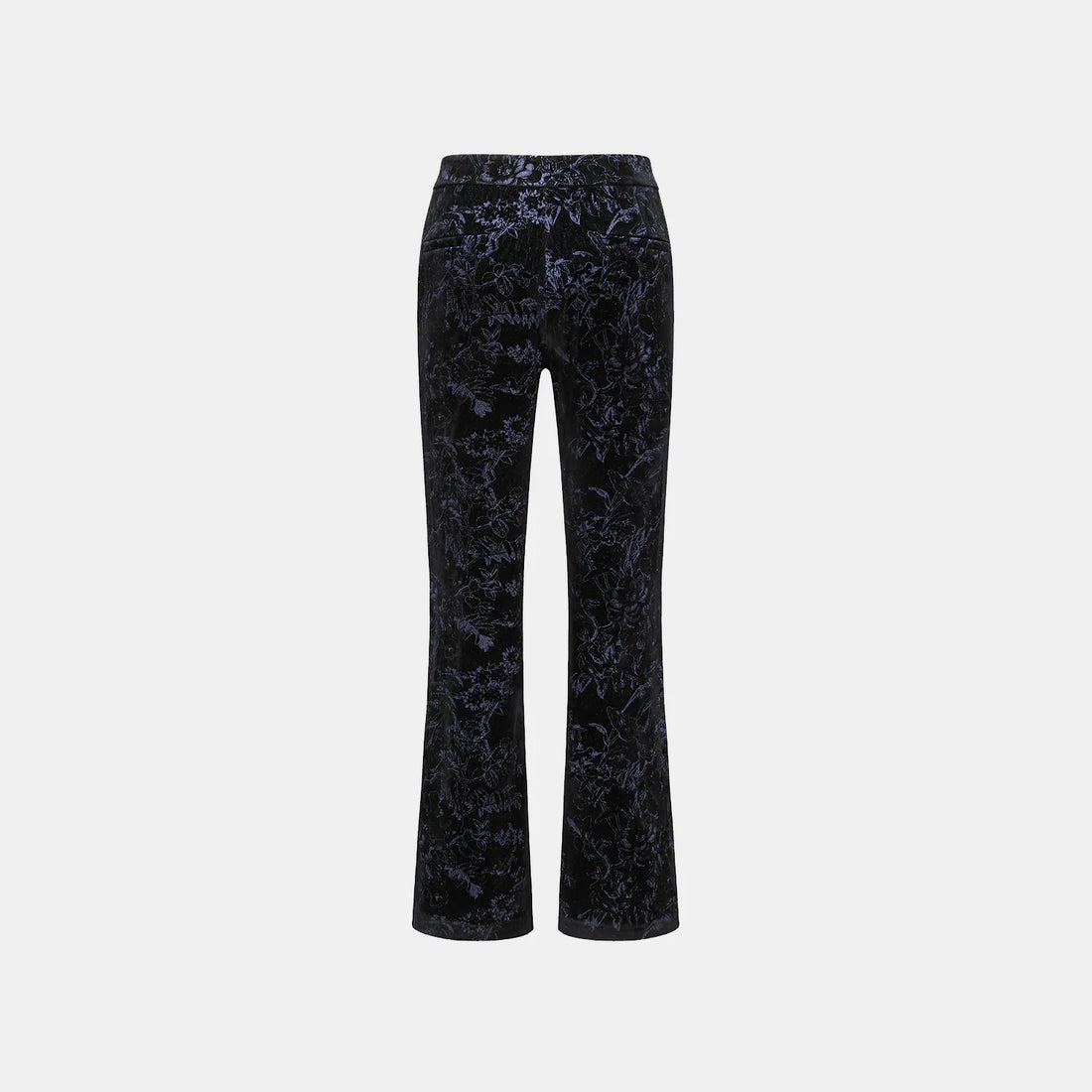 "Lazily in the Spring" Dark Velvet Jacquard Denim Flared Pants
