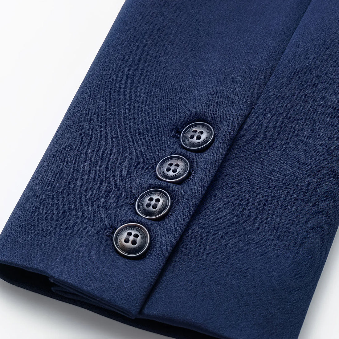 "Speak Sleek." Acetate Double-Breasted Blazer—Indigo