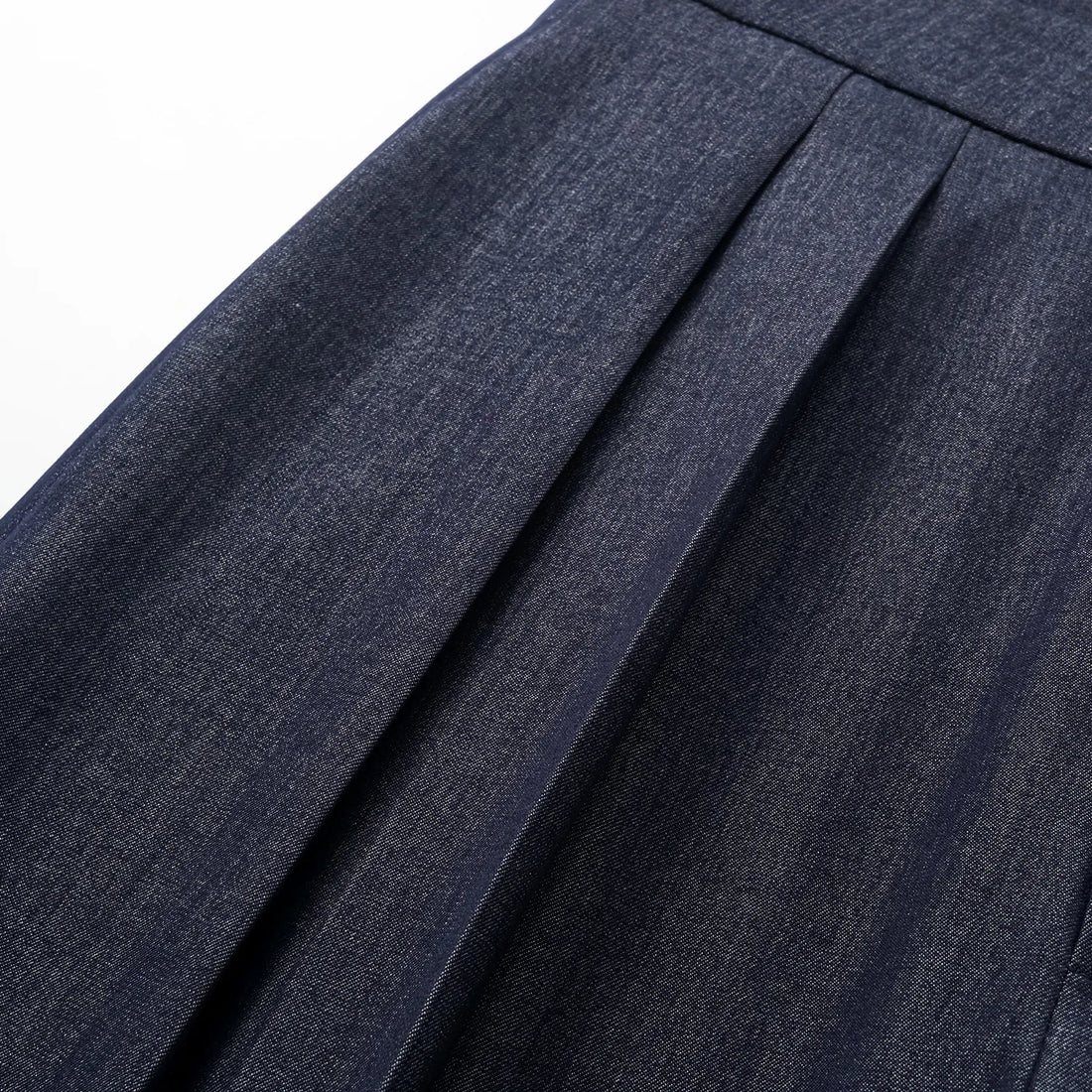 "Speak Sleek." Italian textured fabric three-dimensional tailored wide-leg pants—Denim
