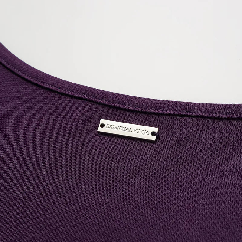 "Exquisite Daily" Ultra-soft Modal Vest/Straight Leg Pants Set - Grape Purple