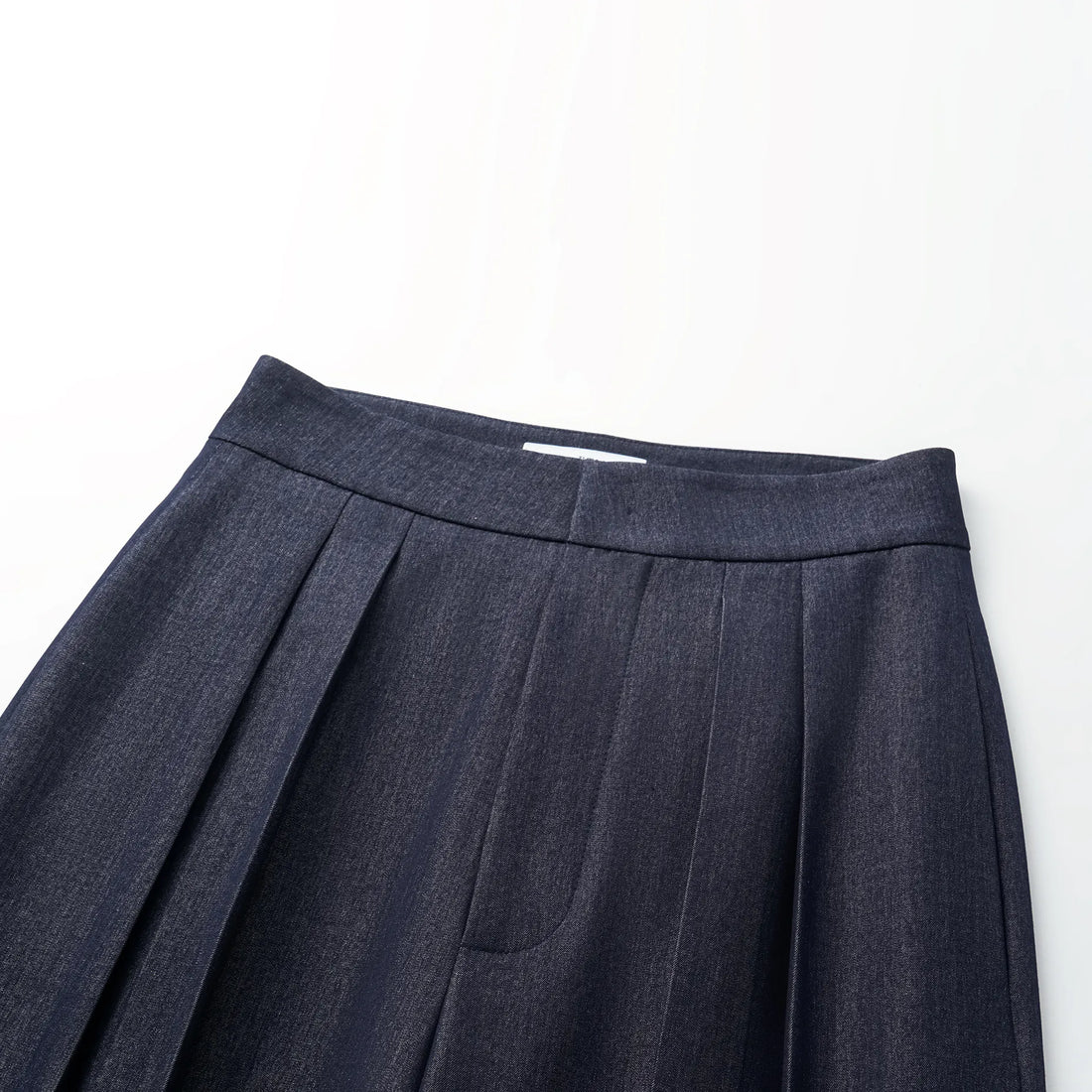 "Speak Sleek." Italian textured fabric three-dimensional tailored wide-leg pants—Denim