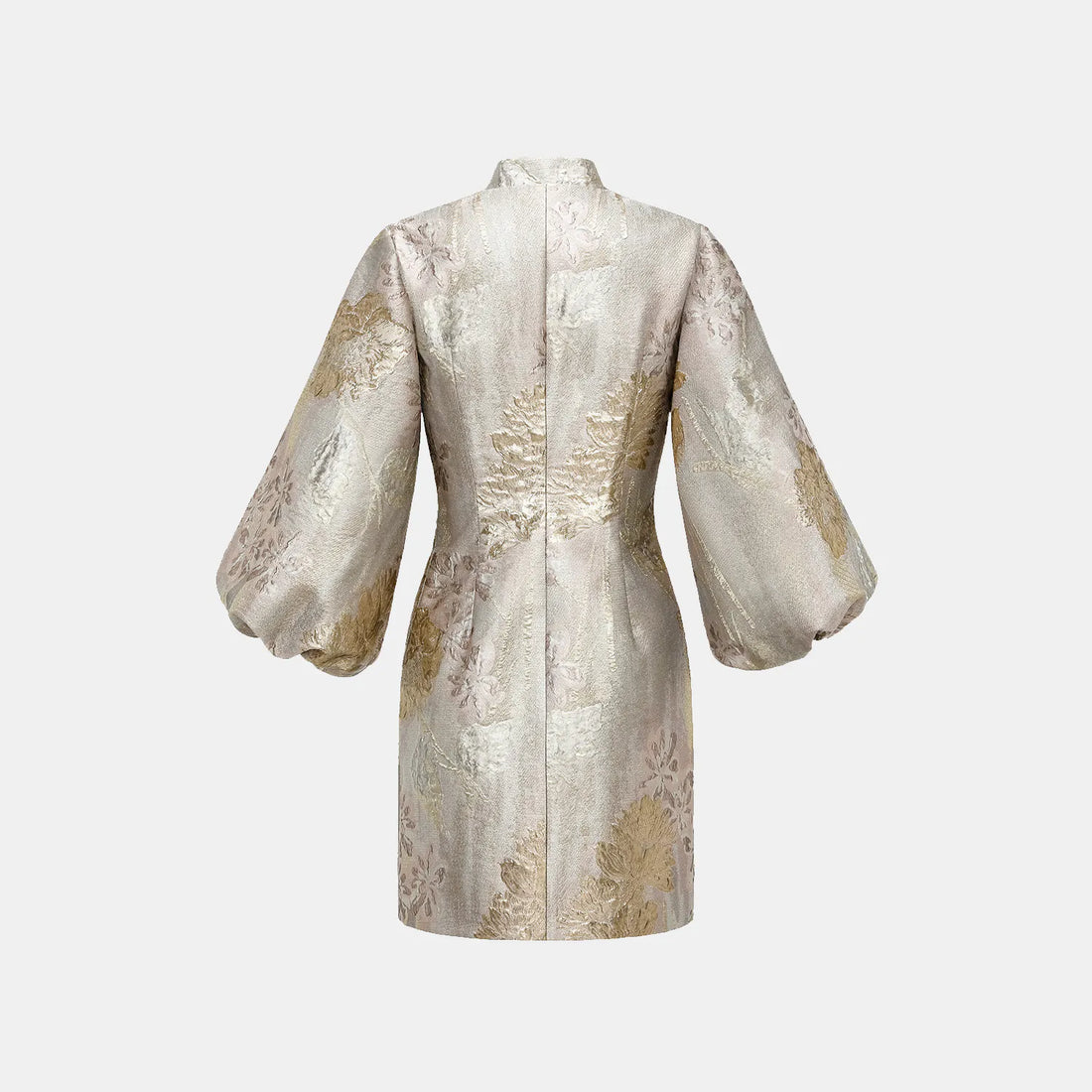 “Imperial Garden Gala” Italian Jacquard Chinese Style Dress — Gold