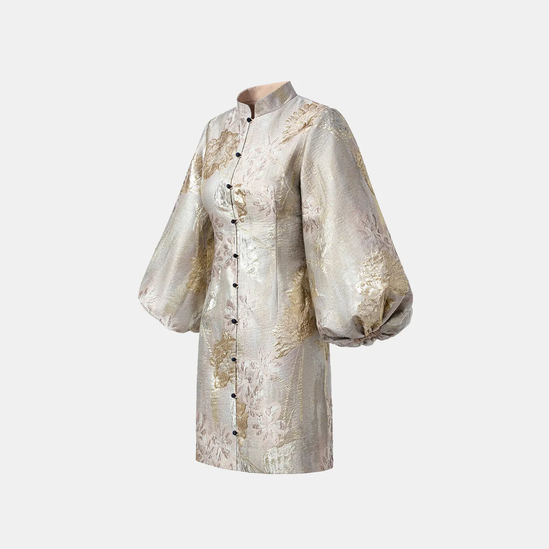 “Imperial Garden Gala” Italian Jacquard Chinese Style Dress — Gold