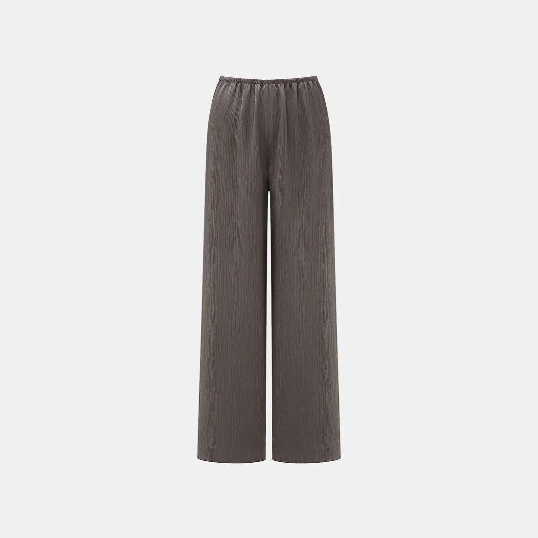 "Easy Go Chic" Korean Pleated Fabric Straight Leg Pants - Leather Brown