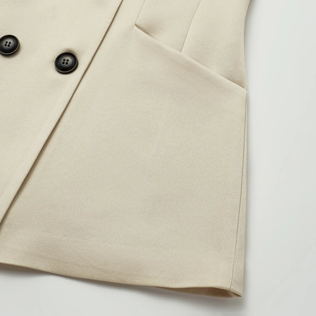 "Speak Sleek." Acetate double-breasted blazer—Champagne