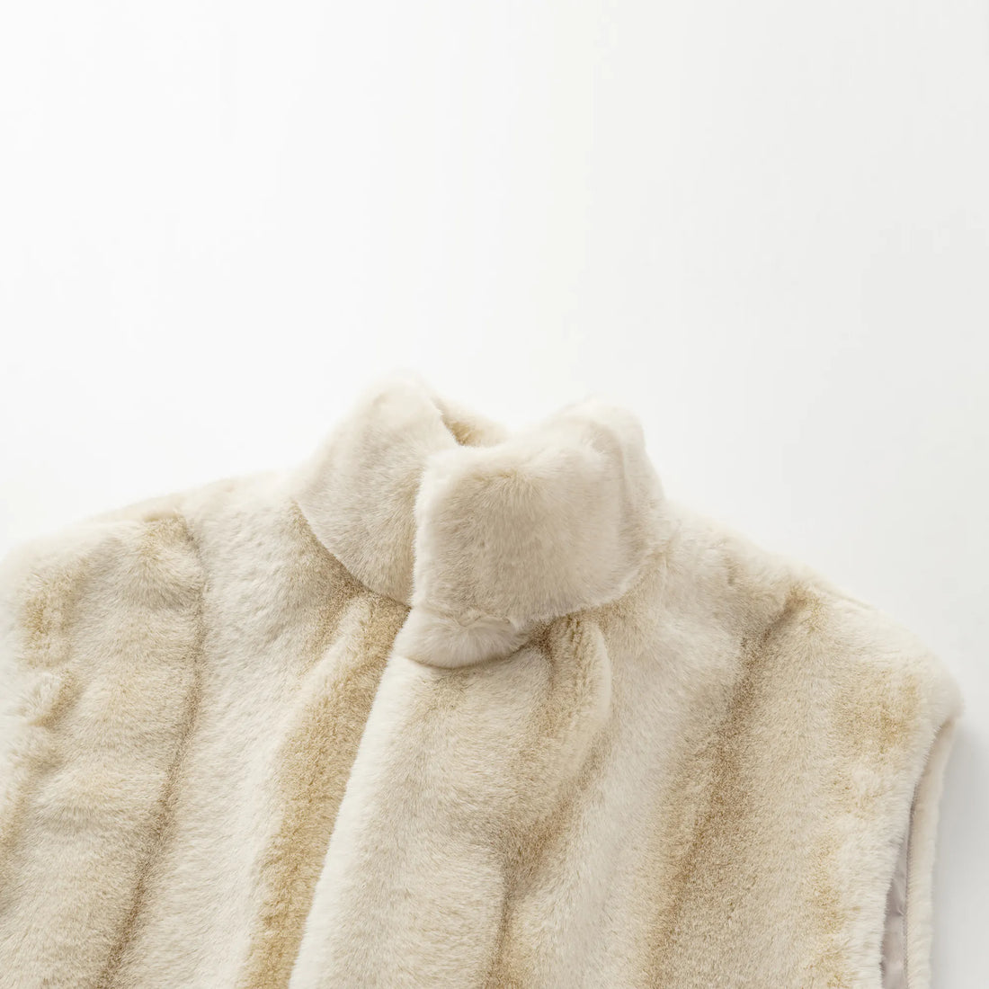 "Winter Diary" Tech Fur Chinese Style Vest Jacket - Platinum Beige
