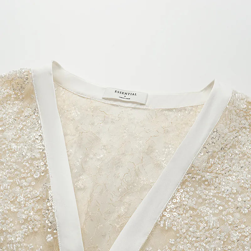 "Great Gatsby" Luxe Beaded Half Sleeve Blouse