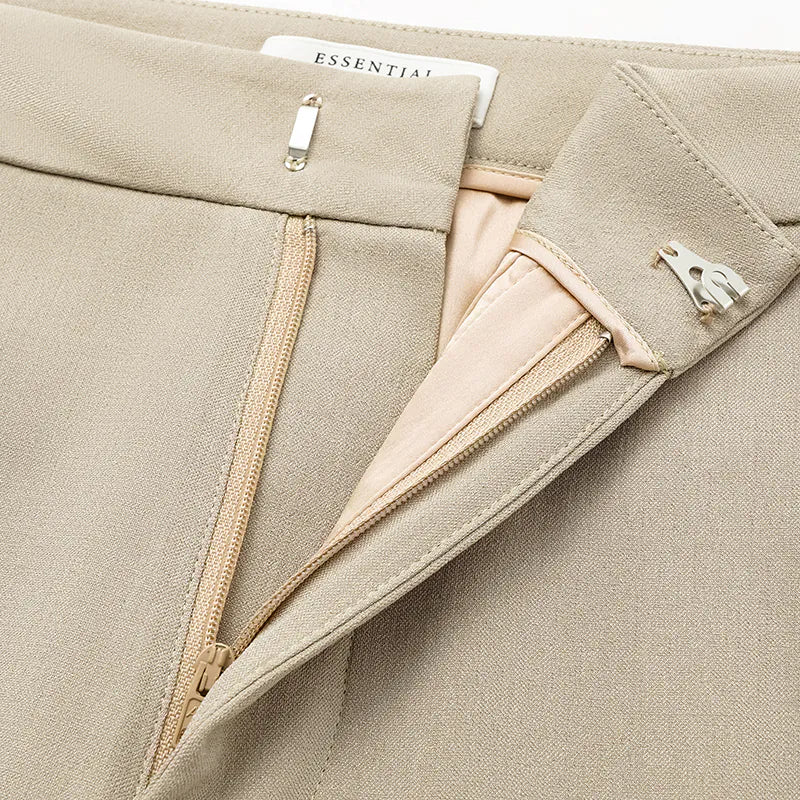"Autumn Diary" Korean super elastic drape texture fabric beautiful leg filter flared pants - khaki