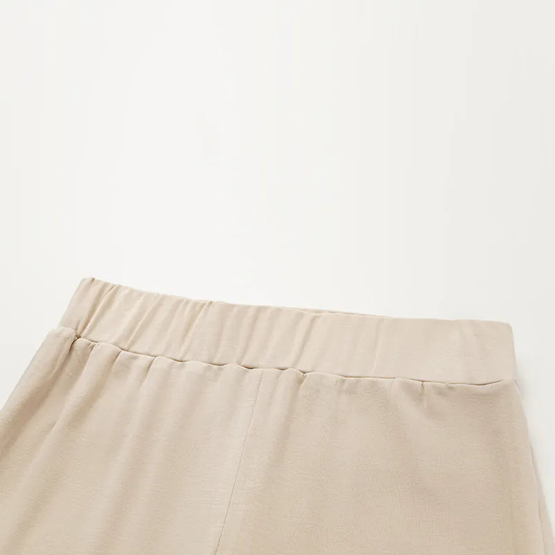 "Exquisite Daily" Ultra Soft Modal Vest/Straight Leg Pants Set - Nude