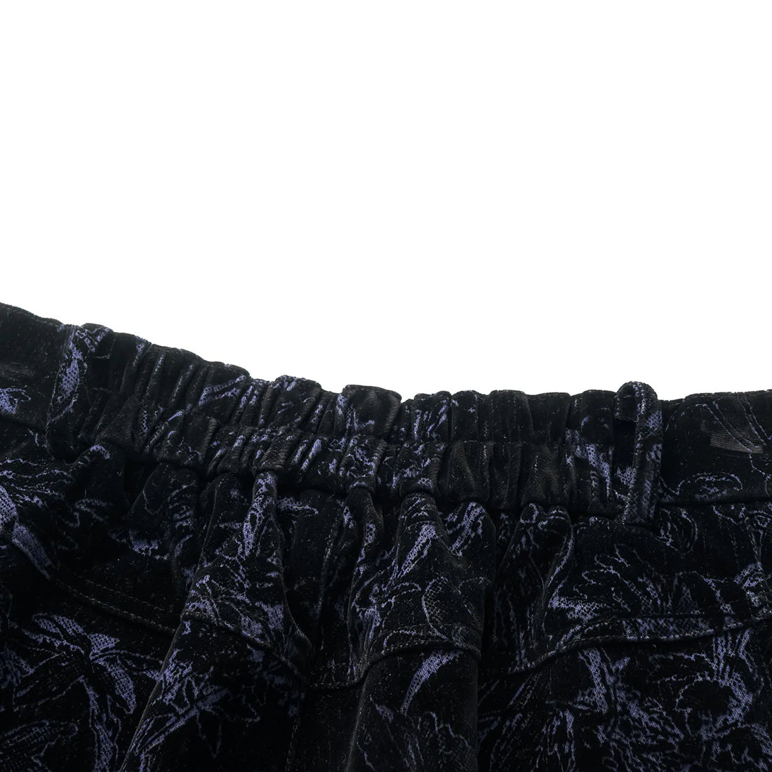 "Lazily in the Spring" Dark Velvet Jacquard Denim Cropped Pants