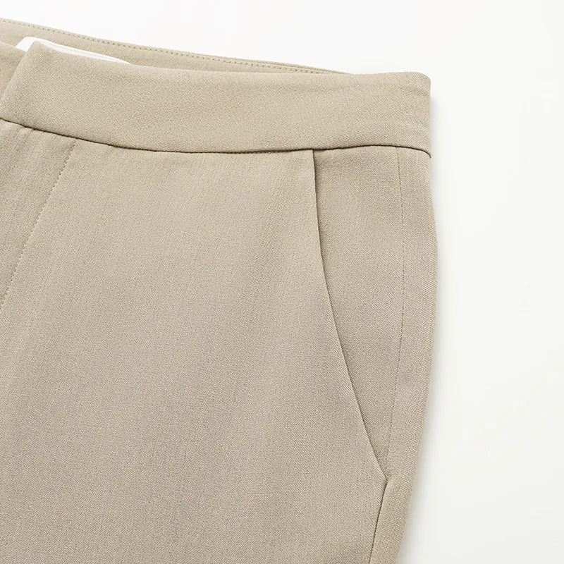 "Autumn Diary" Korean super elastic drape texture fabric beautiful leg filter flared pants - khaki