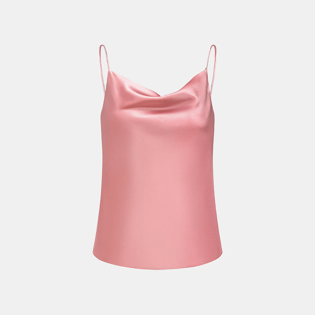 "Summer Diary" Acetate Swing Neck Spaghetti Strap Tank Top - Rose Pink