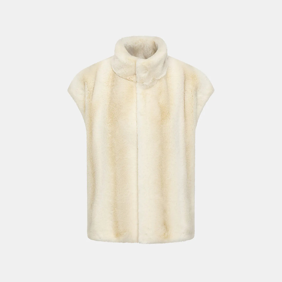 "Winter Diary" Tech Fur Chinese Style Vest Jacket - Platinum Beige