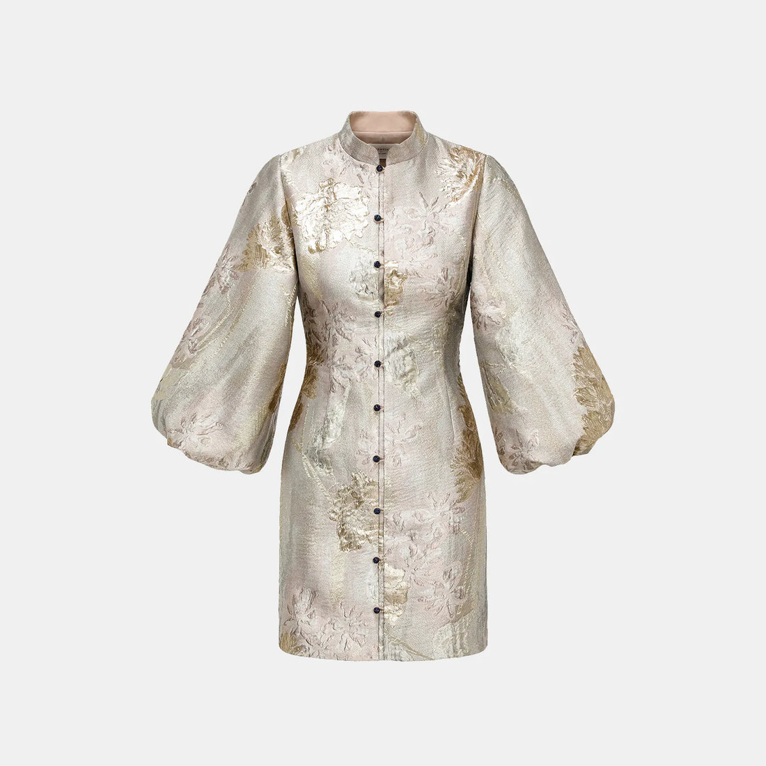 “Imperial Garden Gala” Italian Jacquard Chinese Style Dress — Gold
