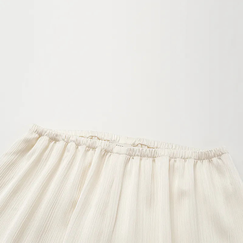 "Easy Go Chic" Korean Pleated Fabric Straight Leg Pants — Original White