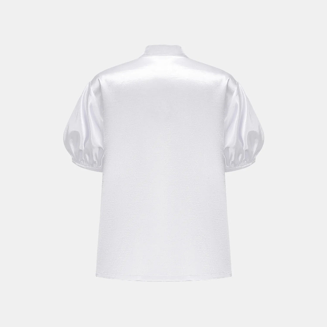 “Sloane Ave glam.” Cutout Shirt — White (matte/satin)