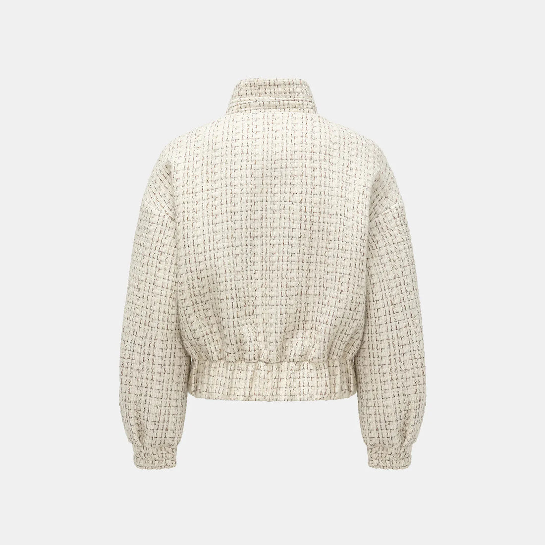 "Afternoon in Los Angeles" Tweed Baseball Jacket - Off-White