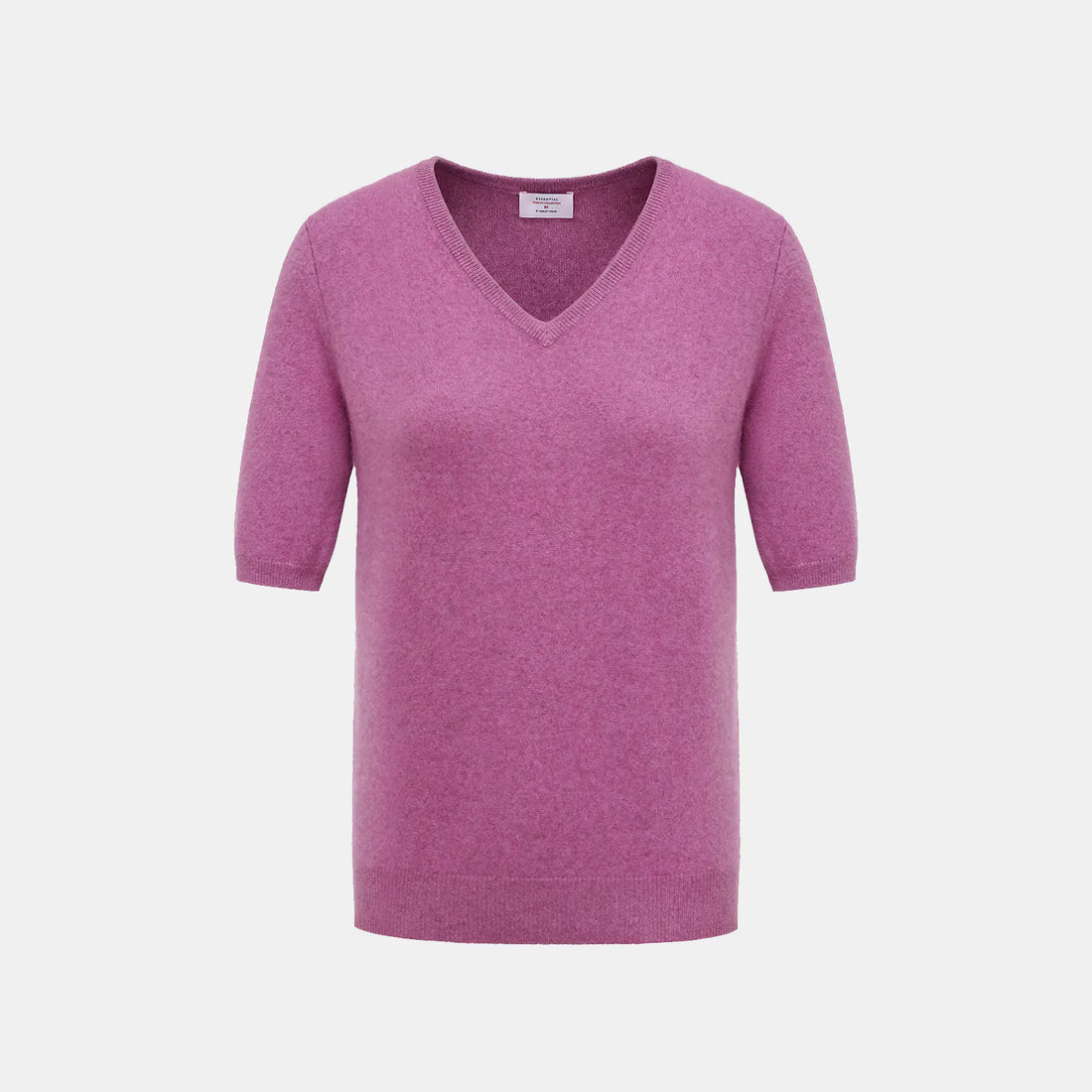 “Cash-In Collection 财“ 100% Baby Cashmere 3/4 Sleeve V-Neck Top (Yarn by Loro Piana) — Rouge Purple
