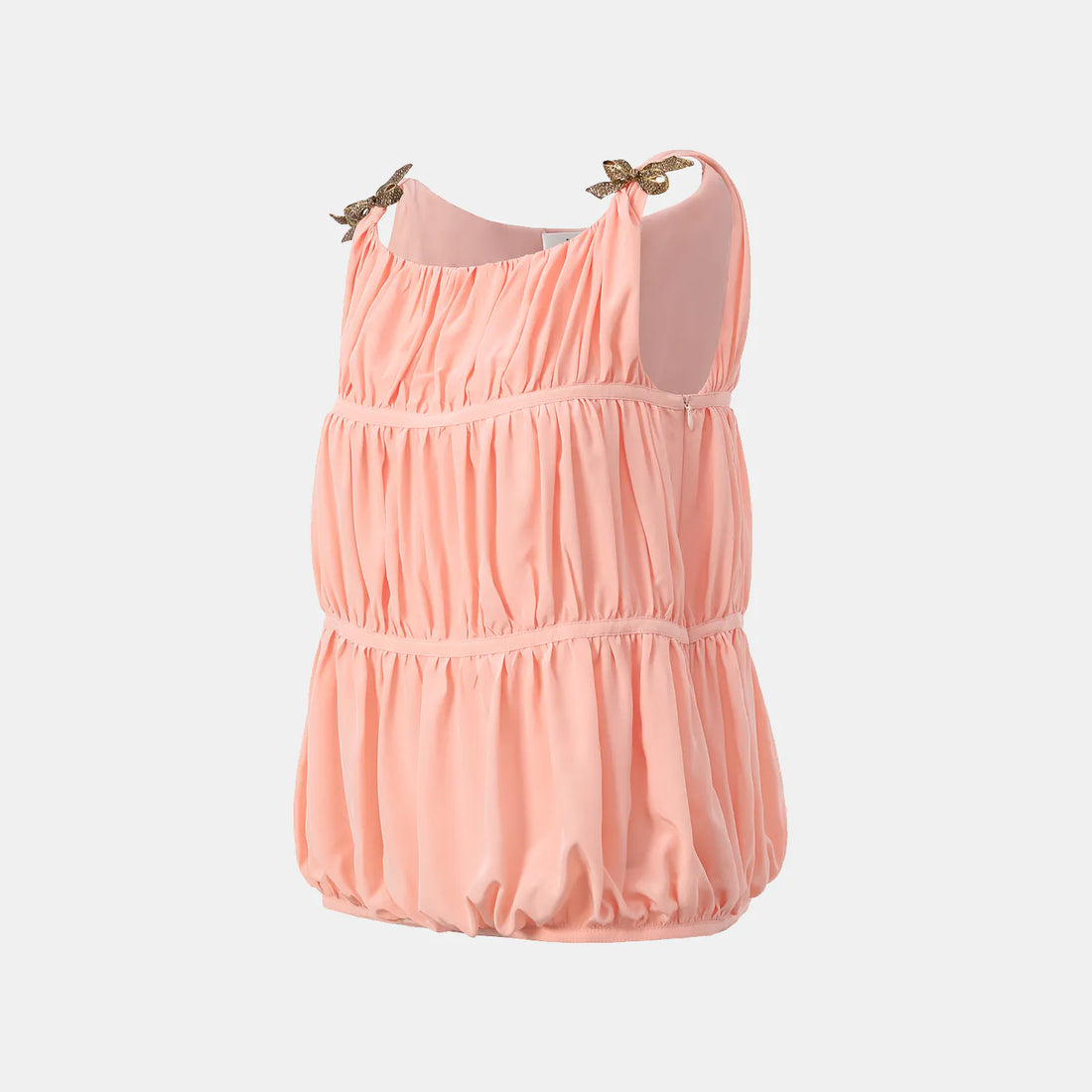 "Brunch at Ritz." Silk Chiffon 3D Shirred Vest - Sunset Gold Powder