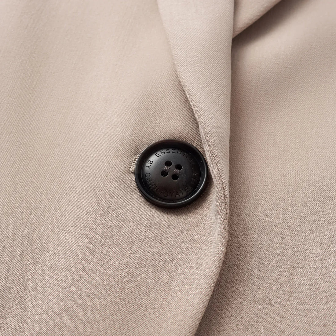 "Speak Sleek." Oversized suit jacket in Italian textured fabric—Taupe