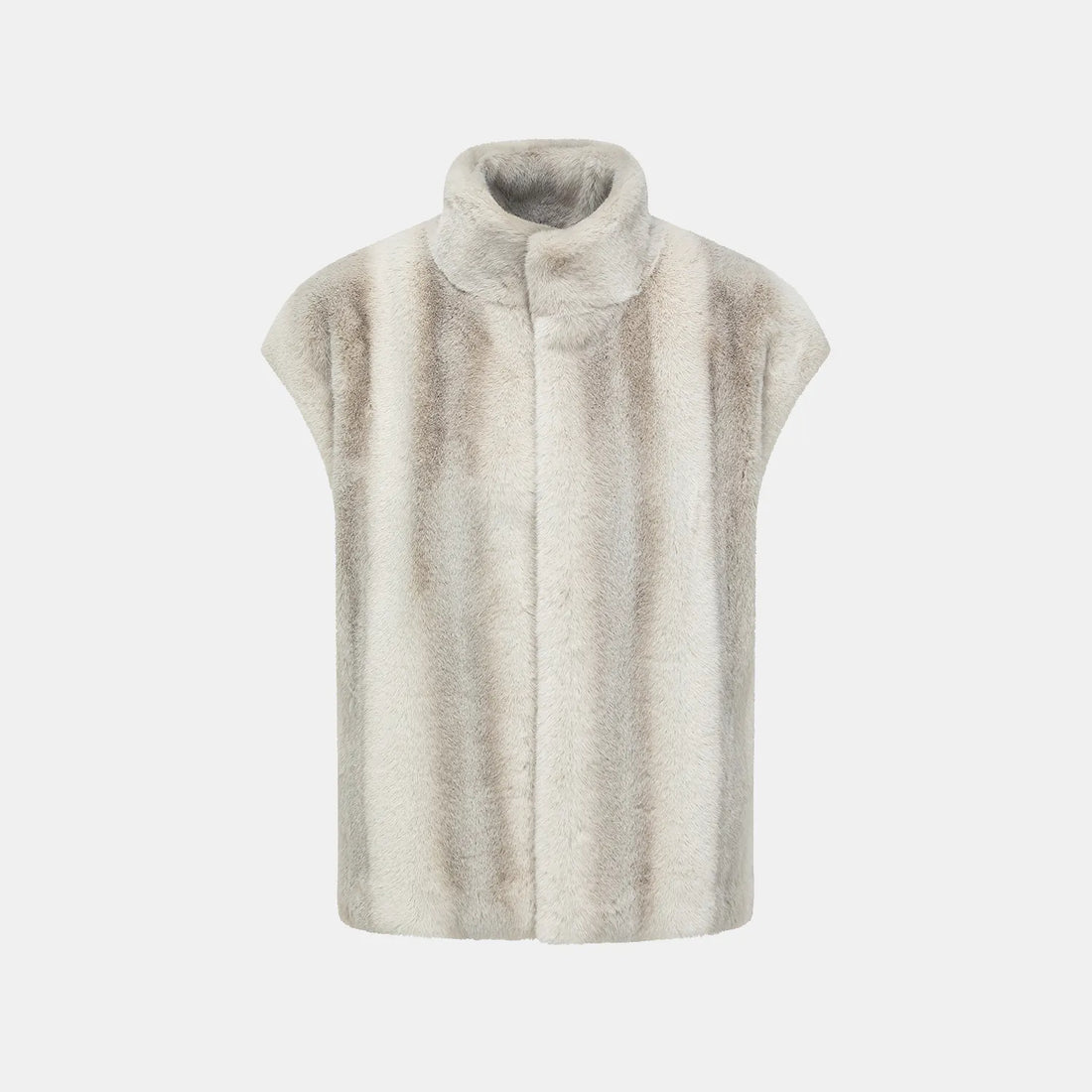 "Winter Diary" technical fur Chinese style vest jacket - silver blue gray