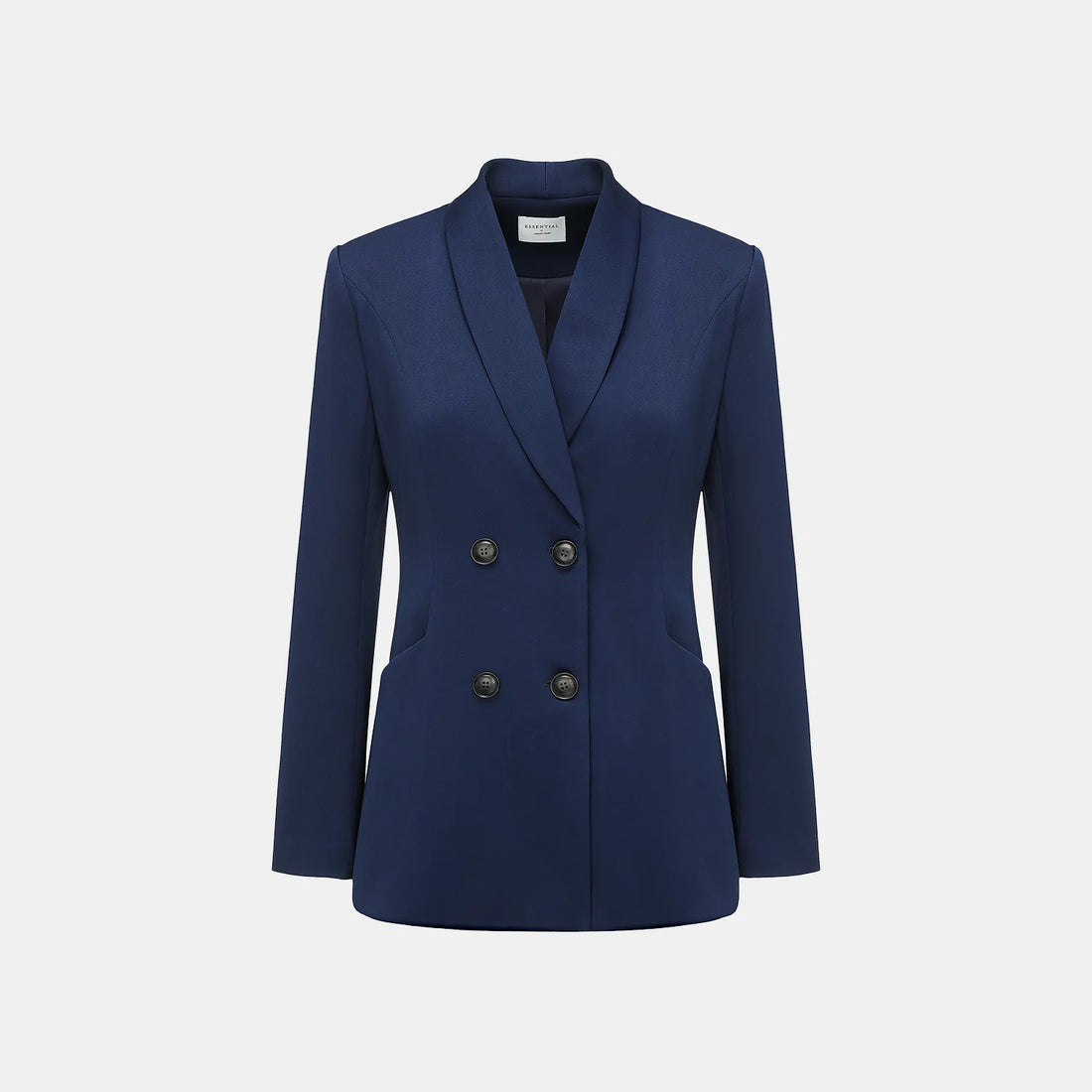 "Speak Sleek." Acetate Double-Breasted Blazer—Indigo