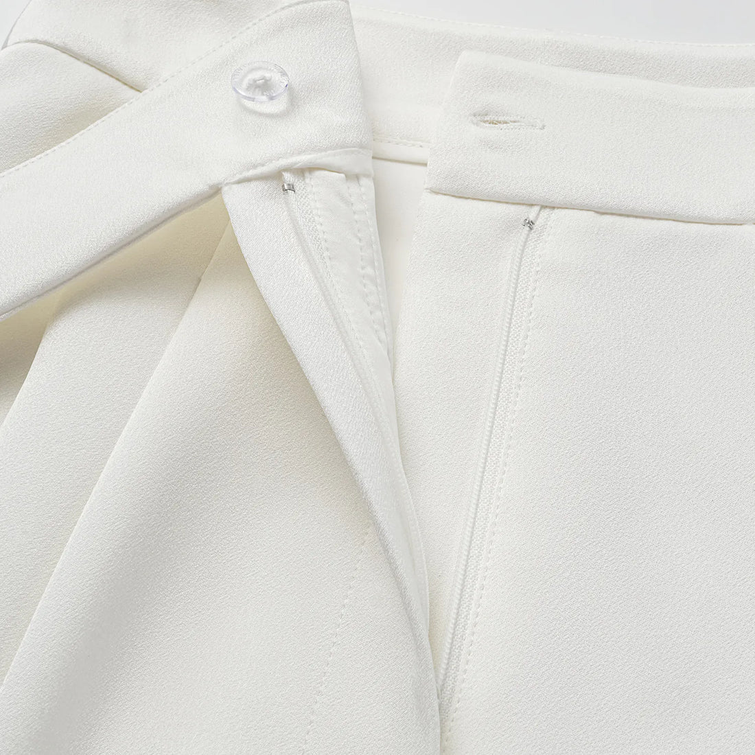 "Speak Sleek." Acetate Shorts—White