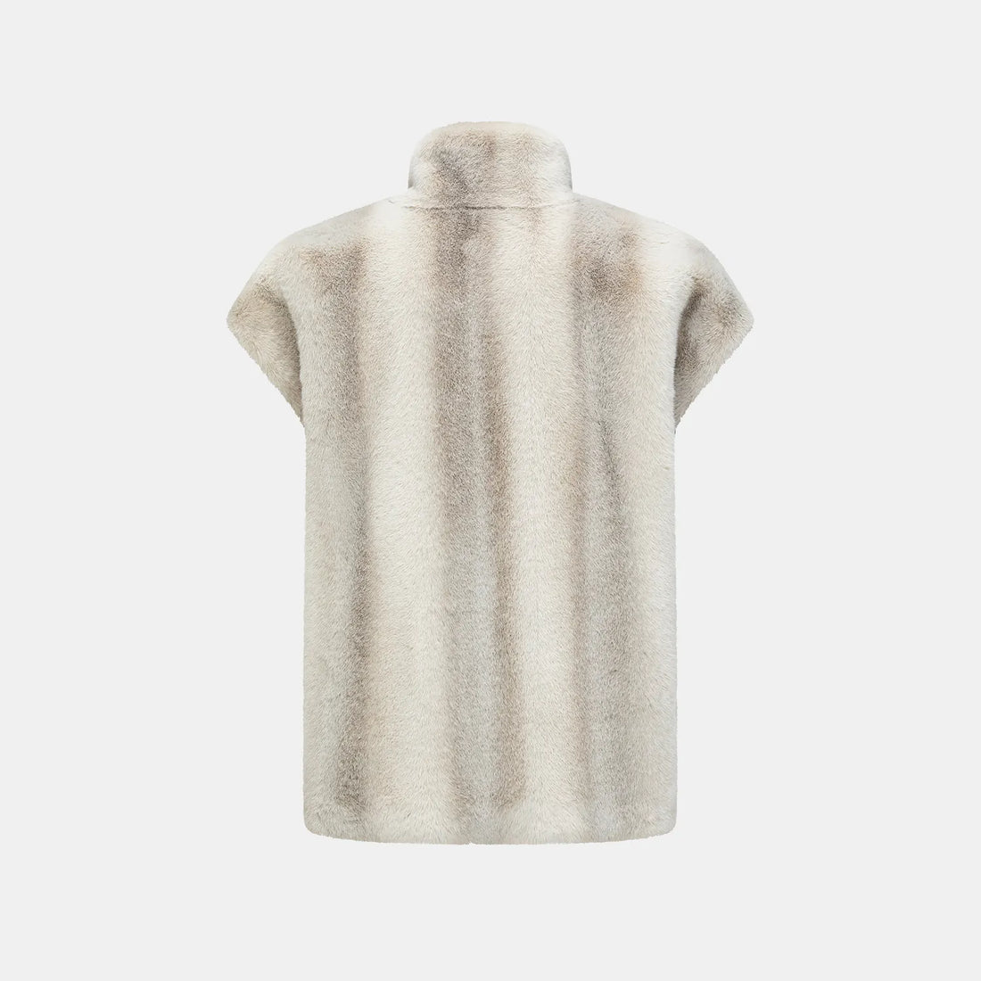 "Winter Diary" technical fur Chinese style vest jacket - silver blue gray
