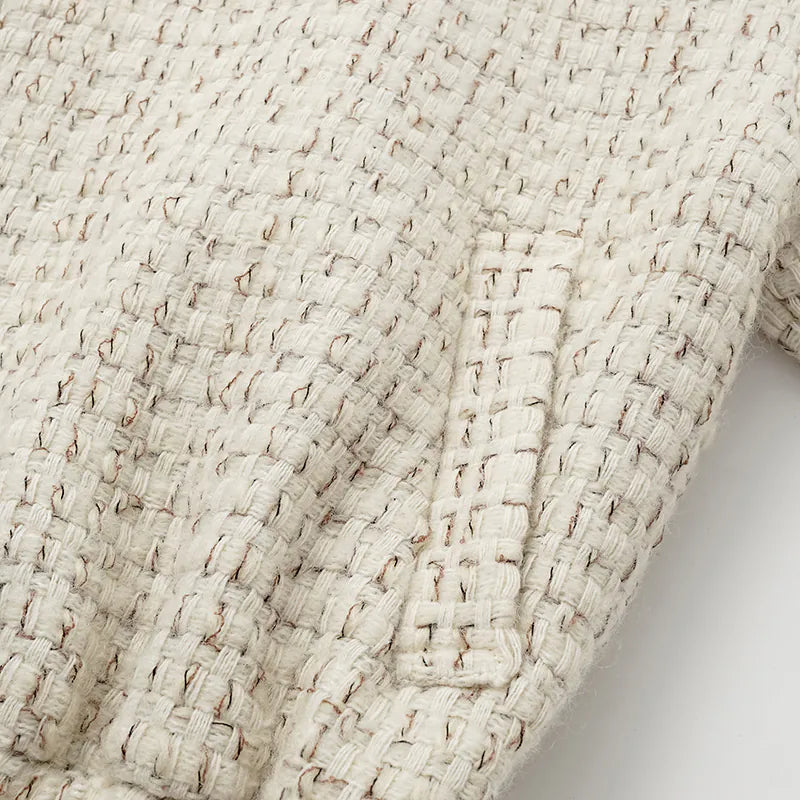 "Afternoon in Los Angeles" Tweed Baseball Jacket - Off-White