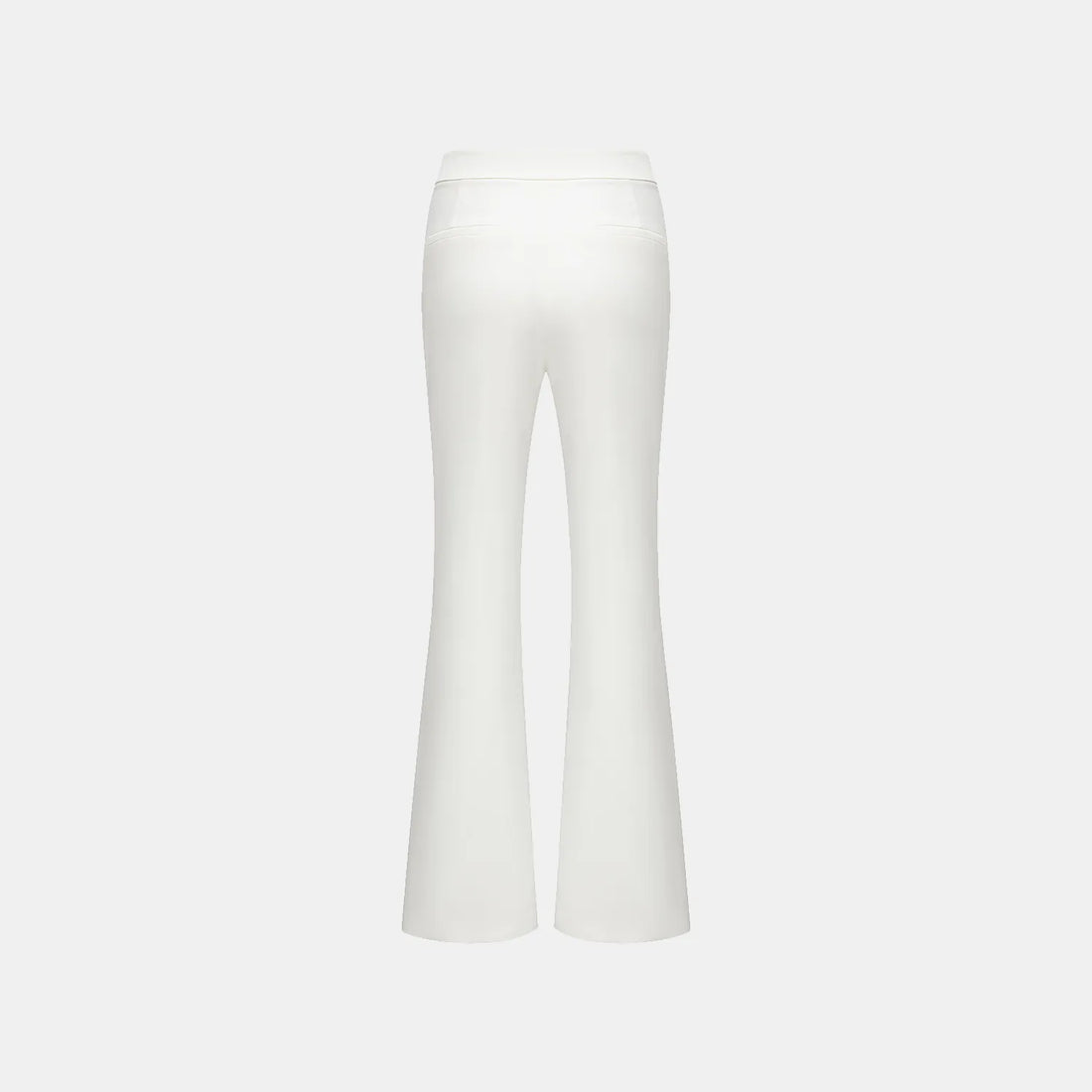 "Speak Sleek." Acetate flared pants—White