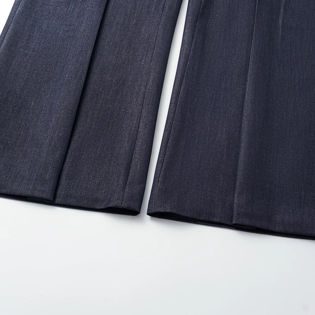 "Speak Sleek." Italian textured fabric three-dimensional tailored wide-leg pants—Denim