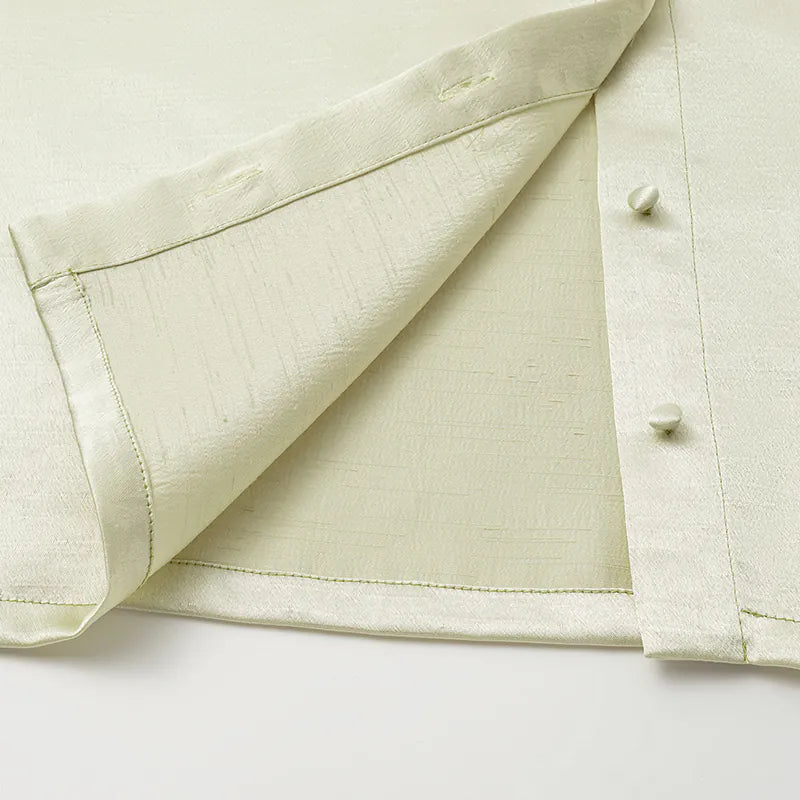 "Sloane Ave glam." Cutout Shirt — Bubble Green (Matte/Satin)