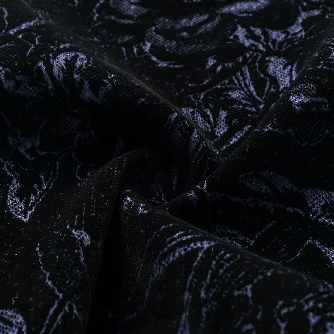 "Lazily in the Spring" Dark Velvet Jacquard Denim Cropped Pants