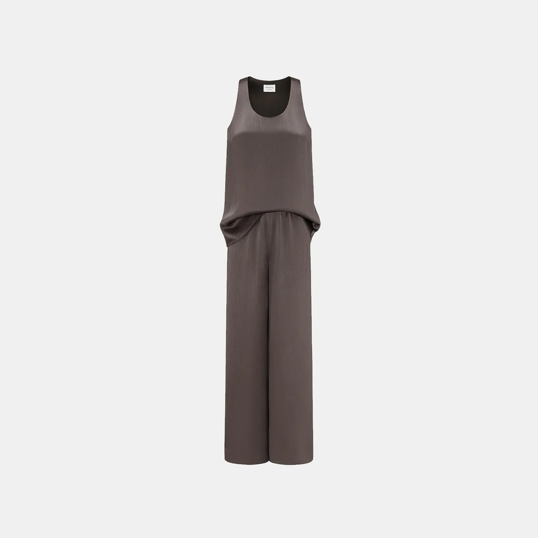 "Easy Go Chic" Korean Pleated Fabric Straight Leg Pants - Leather Brown