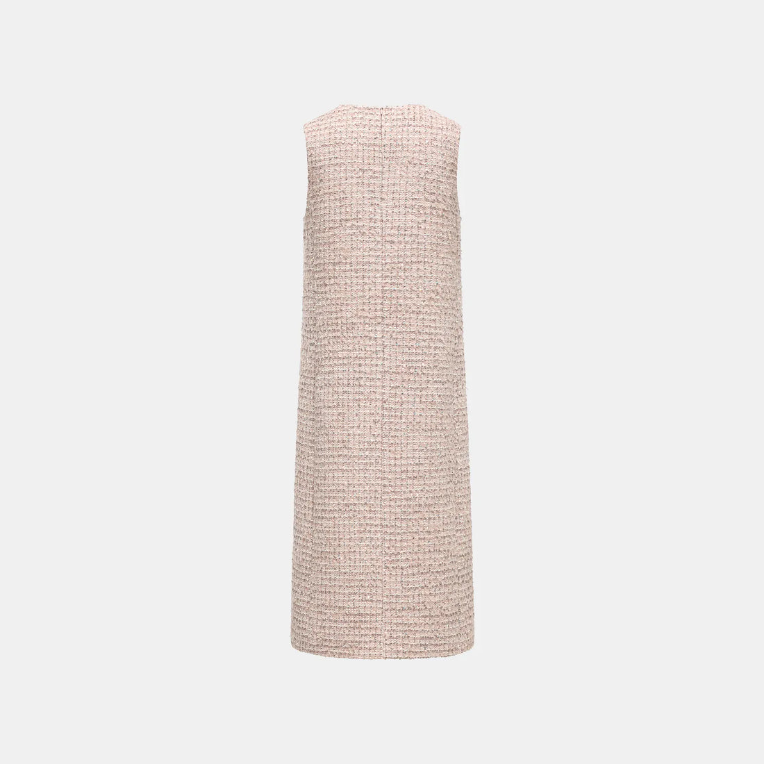 “Chelsea teatime.” Tweed A-line dress—Pink marshmallow