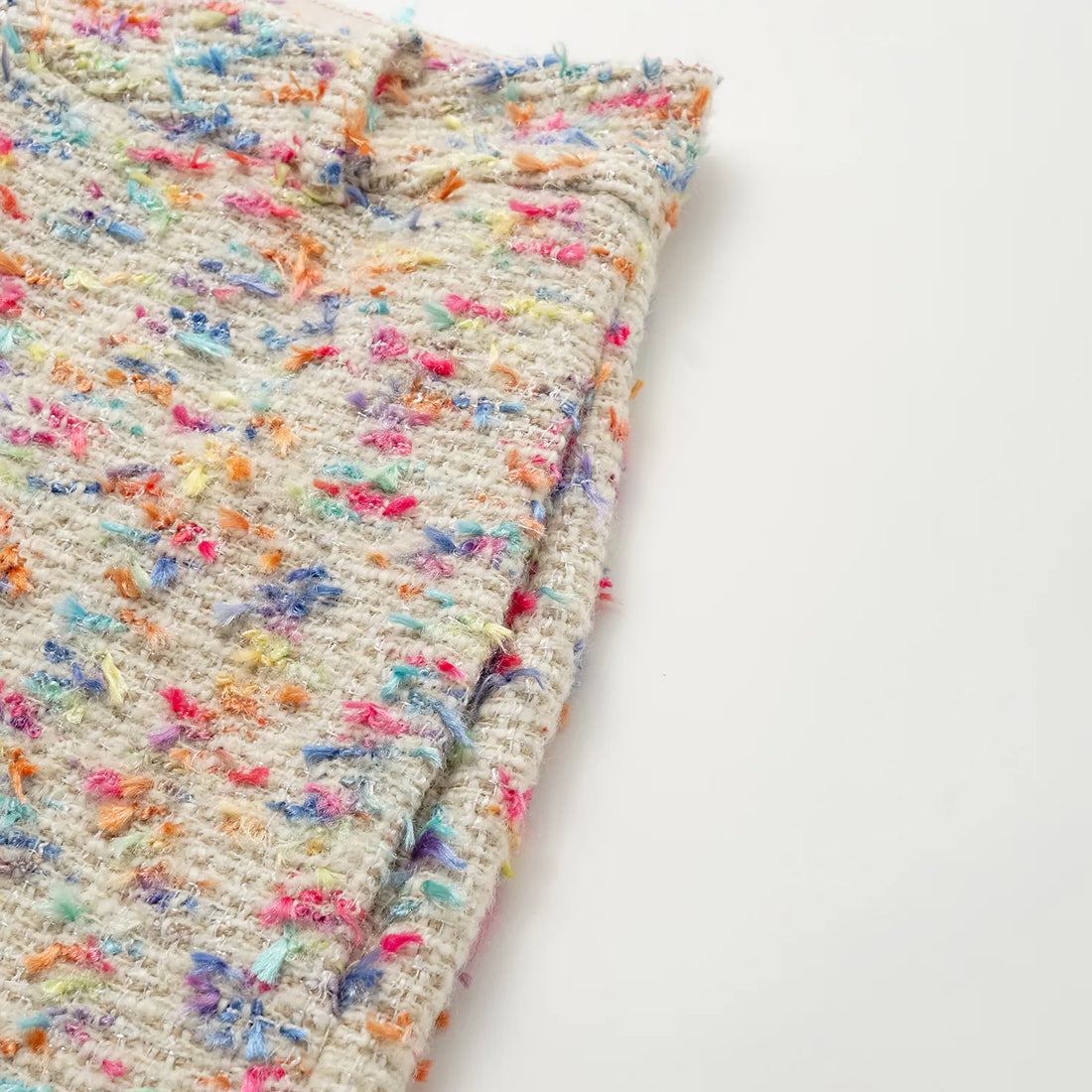 "Tokyo Hours" Tweed Casual Large Lapel Shorts - White and Multicolor