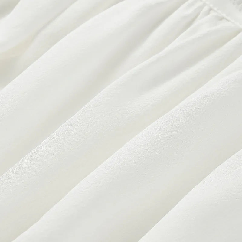 "Brunch at Ritz." Silk Chiffon Smocked Tank Top — Pear White
