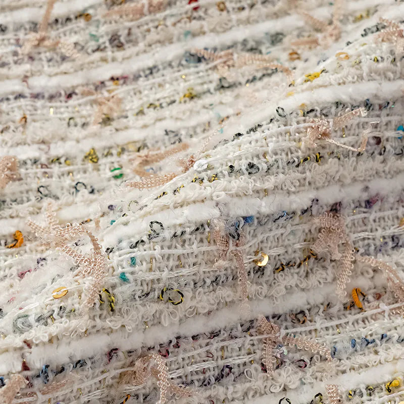 'Chelsea Citywalk' Lace Trim Tweed Shorts - Crème Brûlée