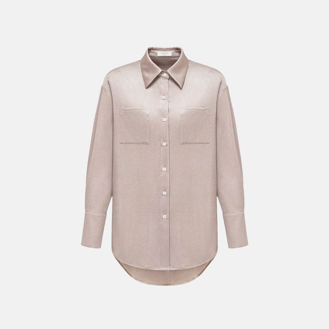 'Easy Go Chic' Acetate Oversized Shirt — Coffee